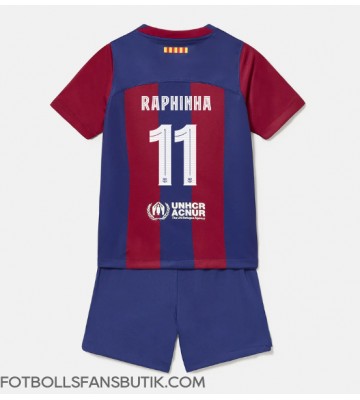 Barcelona Raphinha Belloli #11 Replika Hemmatröja Barn 2023-24 Kortärmad (+ Korta byxor)